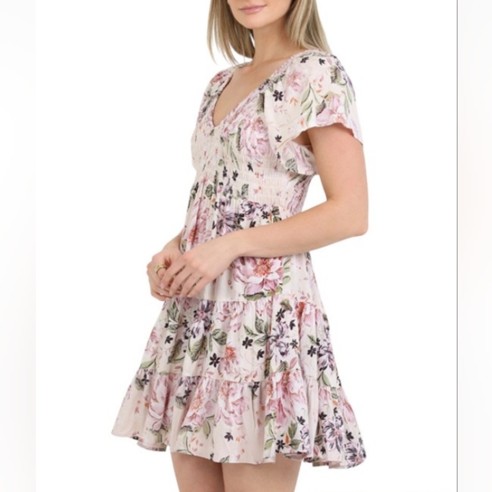 Angie Pink Floral Mini Dress